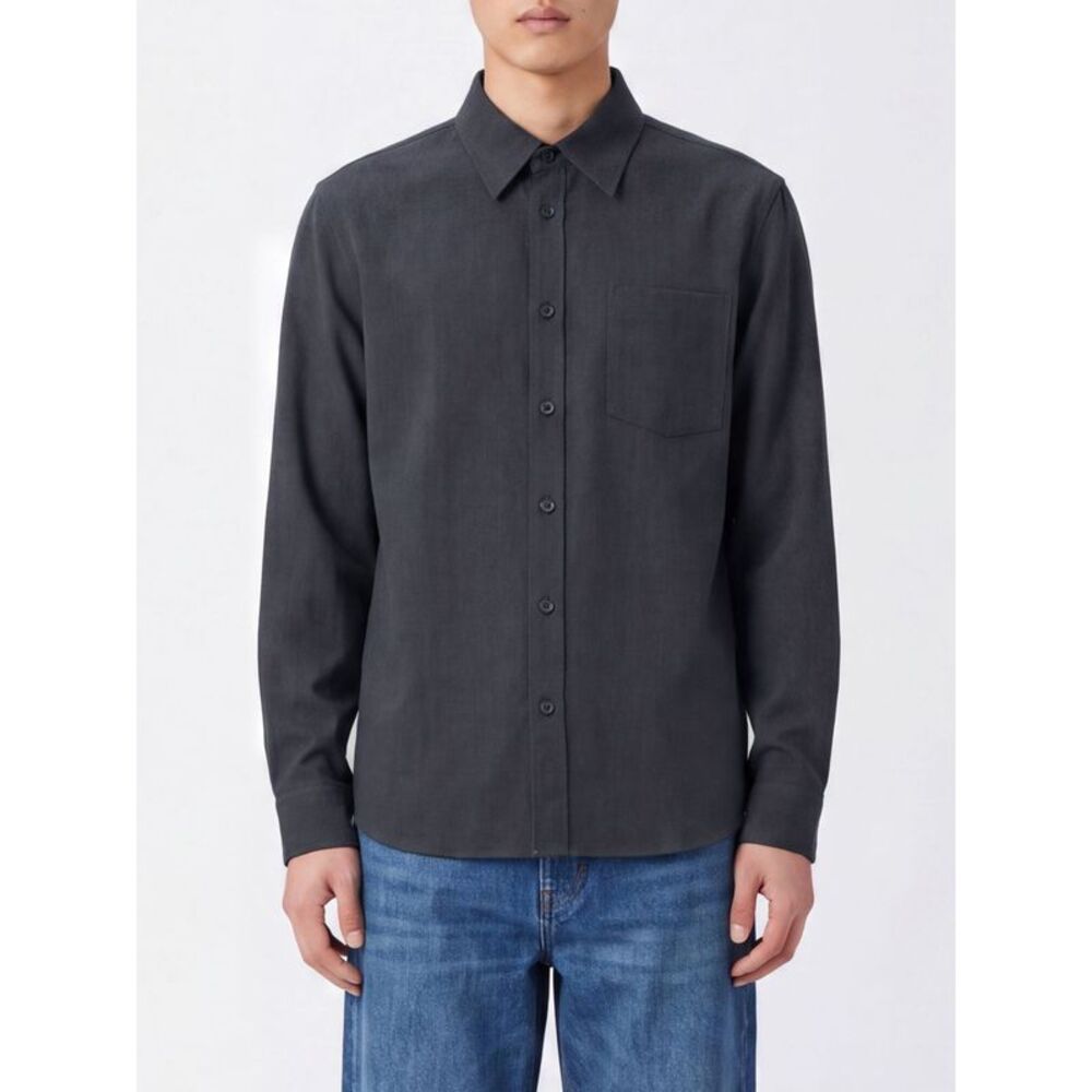 A.P.C. Men A.P.C. Gray Wool Blend Shirt Jacket With Patch Pockets